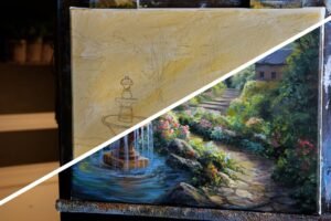 Landscape Painting – Garden and Fountain