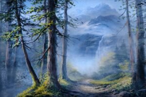 Misty Mountain Range – Landscape Painting