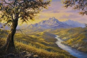 I Almost Ruined This Painting at the End | Golden Mountain Valley